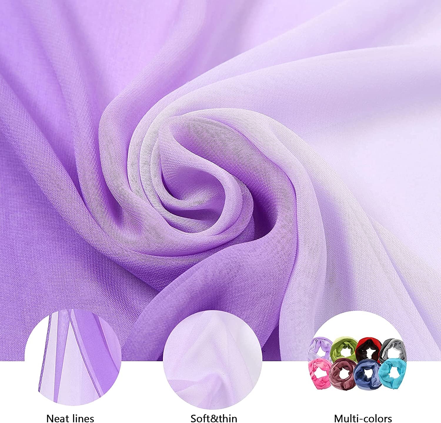 Ombre Silk Scarf Oblong Gradiente Scarves Lightweight Accent Scarfs for Women Apparel & Accessories > Clothing Accessories > Scarves & Shawls Yeieeo   