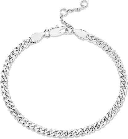 PAVOI 14K Gold Plated Paperclip/Curb/Figaro Chain Adjustable Bracelet for Women Apparel & Accessories > Jewelry > Bracelets PAVOI Curb-M white gold plated 