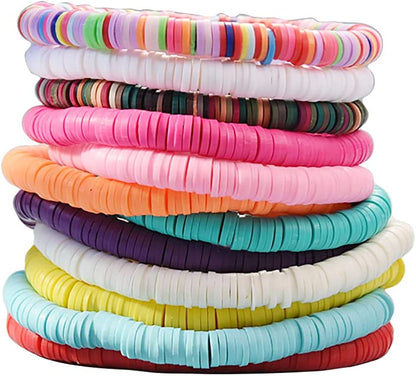 HYHONEY 12Pcs/Set Heishi Bracelet Surfer Bracelets for Women Stackable Clay Beaded Stretch Bracelets Elastic Layering Bracelets Boho Summer Beach Bracelets Jewelry Apparel & Accessories > Jewelry > Bracelets HYHONEY B  