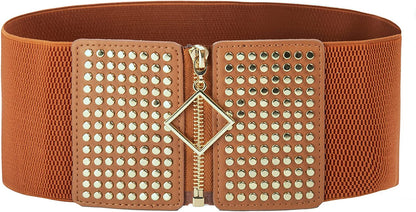Grace Karin Wide Stretchy Vintage Waist Belt with Metal Buckle Muticolored CL409 Apparel & Accessories > Clothing Accessories > Belts GRACE KARIN Brown-1044 XX-Large 