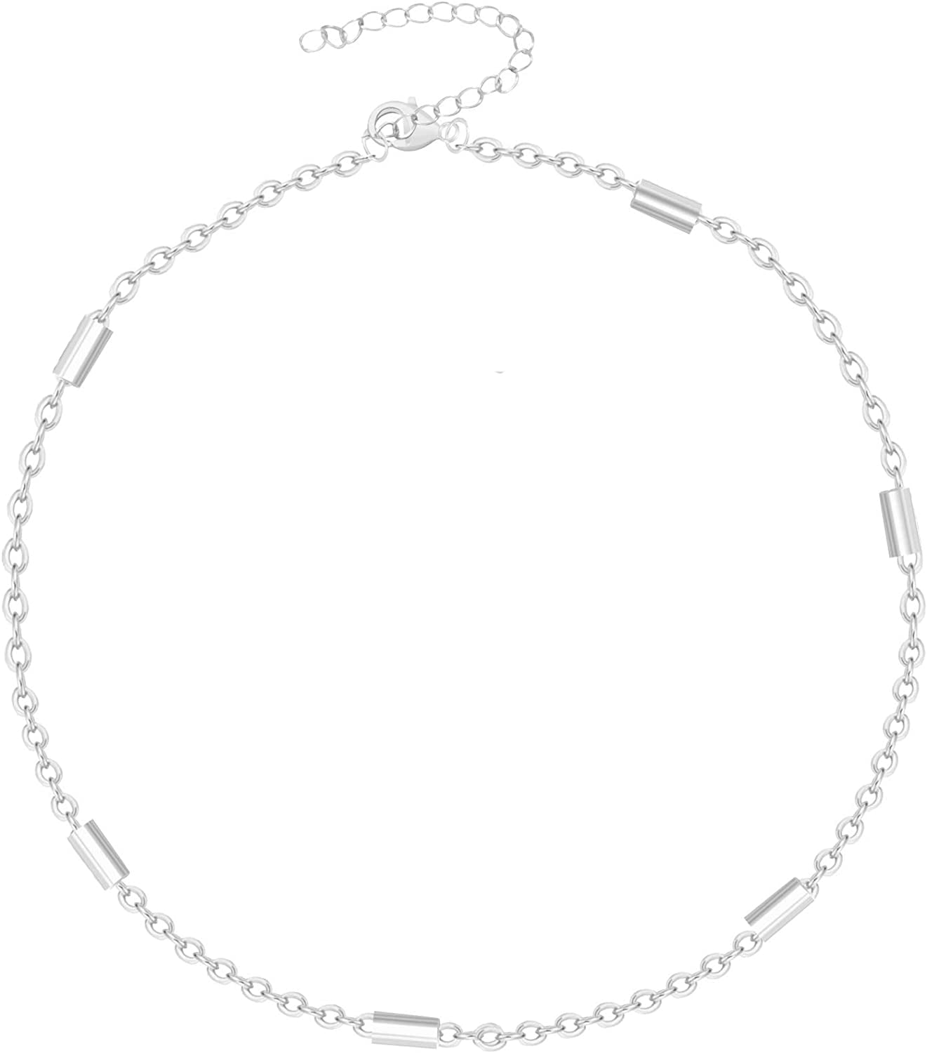 Dainty Gold Chain Anklet,Simple Delicate Figaro Chain Ankelt,Curb Chain Anklet,Coin Chain Anklet,Satellite Chain Anklet,Link Chain Ankle Bracelet,Chain Anklets for Women Apparel & Accessories > Jewelry > Anklets DeScount Silver Tube  