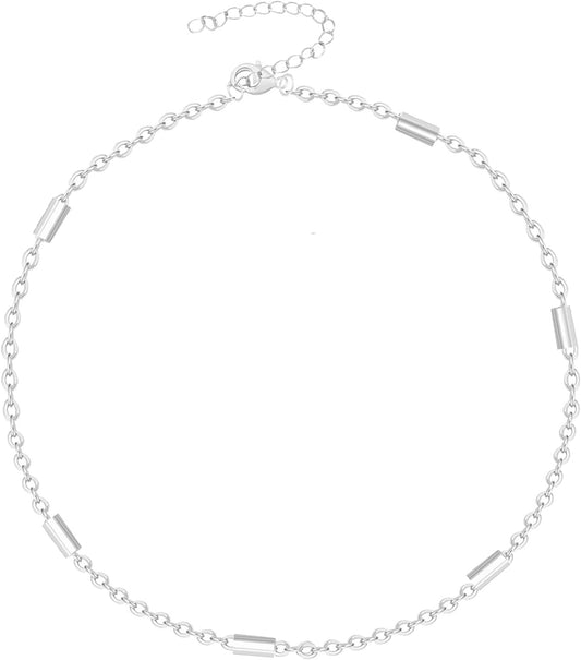 Dainty Gold Chain Anklet,Simple Delicate Figaro Chain Ankelt,Curb Chain Anklet,Coin Chain Anklet,Satellite Chain Anklet,Link Chain Ankle Bracelet,Chain Anklets for Women Apparel & Accessories > Jewelry > Anklets DeScount Silver Tube  
