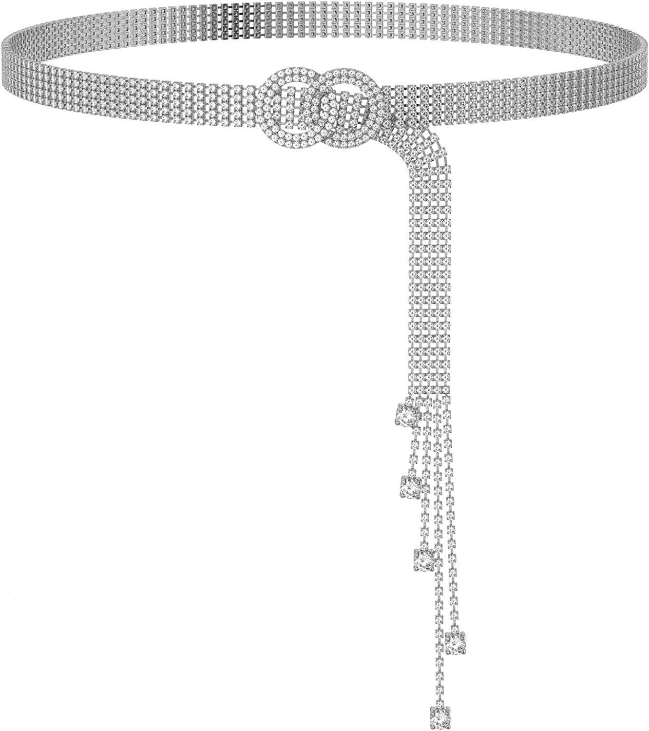 Rhinestone Body Chains Jewelry for Women and Girls Sexy Belly Waist Chain Bikini Beach Accessories Suitable for a Variety of Carnival Scenes Apparel & Accessories > Jewelry > Body Jewelry luyawang Silver2  