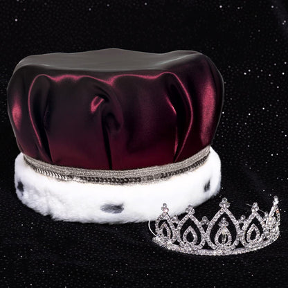 Satin Crown with Sequins and Becca Tiara Royalty Set Apparel & Accessories > Clothing Accessories > Sashes Anderson's Burgundy/Silver/White Crown  