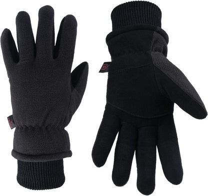 Winter Gloves -30°F Cold Proof Deerskin Suede Leather Insulated Water-Resistant Windproof Thermal Glove for Driving Hiking Snow Work in Cold Weather - Warm Gifts for Men and Women Apparel & Accessories > Clothing Accessories > Gloves & Mittens OZERO Denim-black Medium 