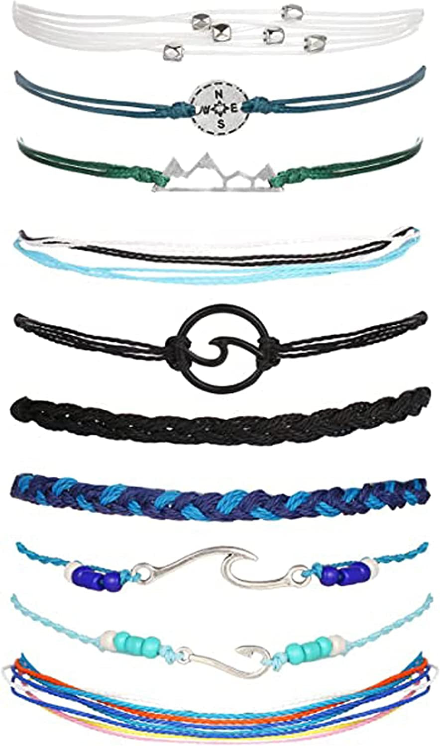 Long Tiantian Wave Bracelets for Teen Girls Cute Boho Braided String Beach Ocean Bracelet for Women Summer Jewelry Gift Apparel & Accessories > Jewelry > Bracelets Long tiantian O  
