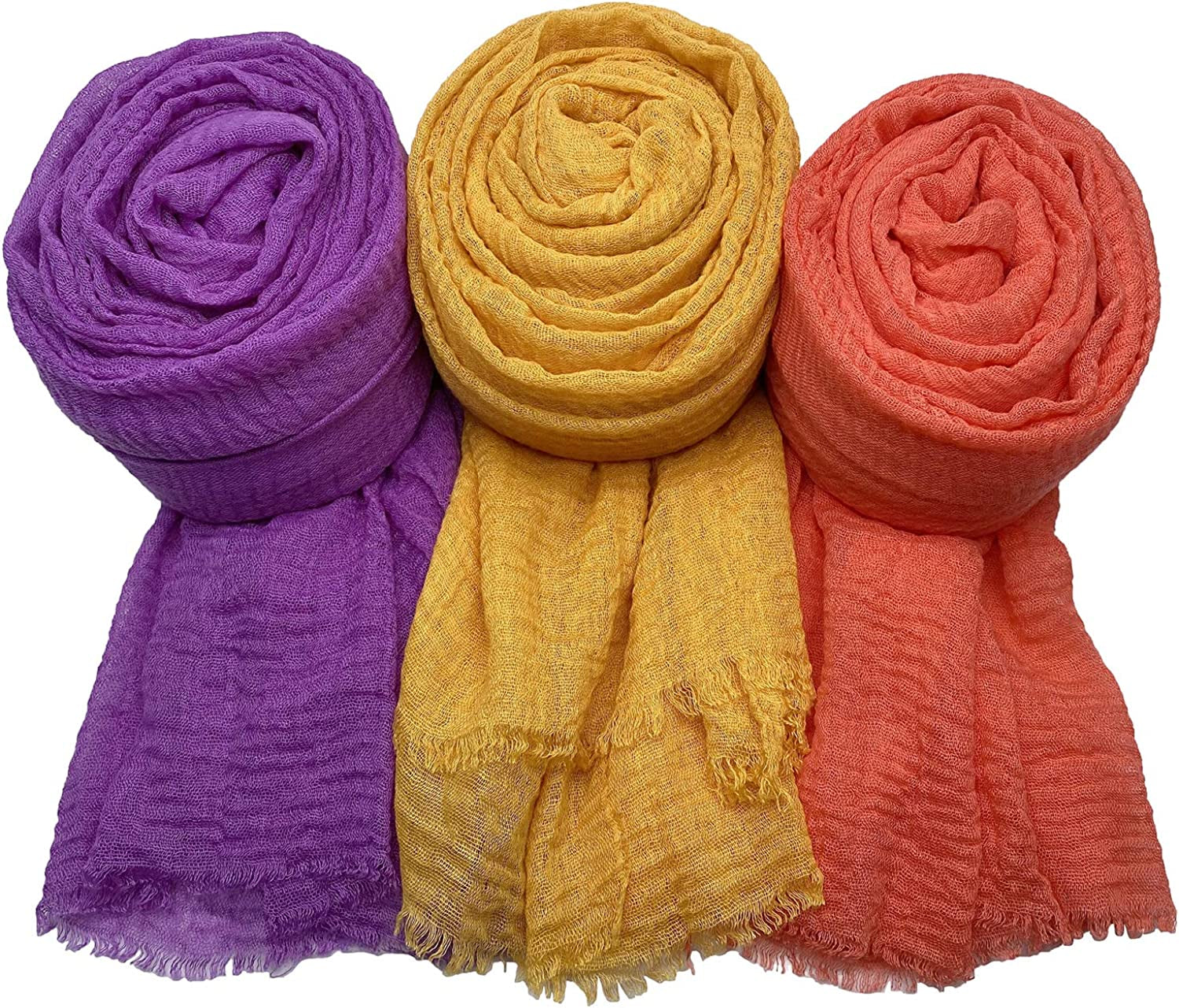 MANSHU 3 PCS Women Soft Scarf Shawl Long Scarf. Apparel & Accessories > Clothing Accessories > Scarves & Shawls MANSHU Yellow, Purple, Watermelon Red  