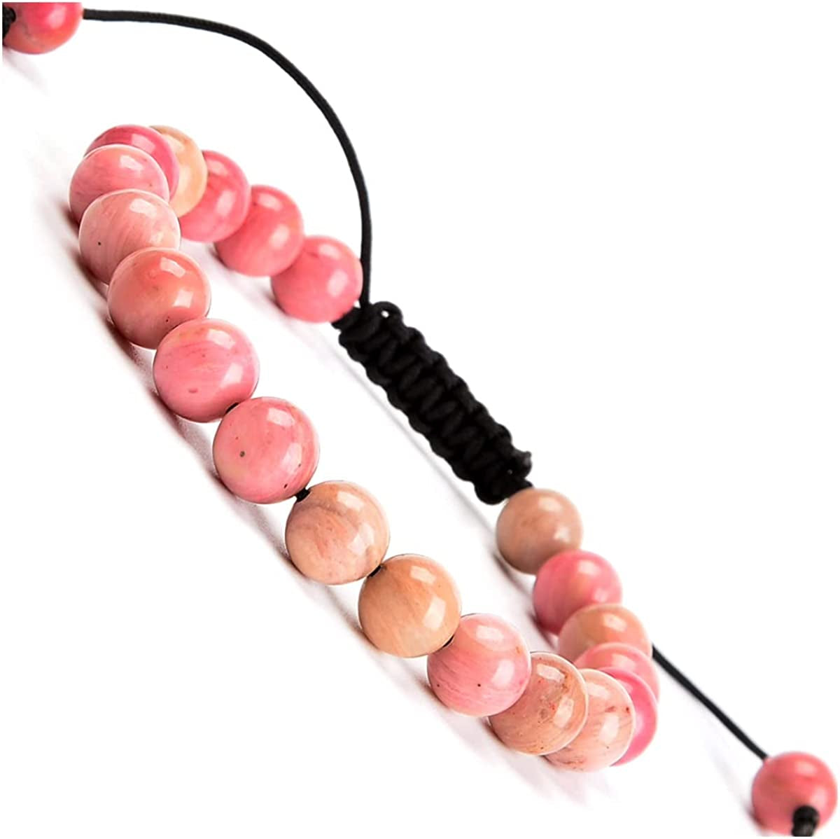 Massive Beads Natural Healing Power Gemstone Crystal Beads Unisex Adjustable Macrame Bracelets 8Mm Apparel & Accessories > Jewelry > Bracelets MASSIVE BEADS Pink Rhodochrosite  