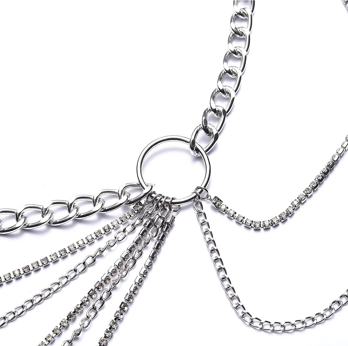 Body Chains Belts for Women Girls Sexy Waist Chain Rhinestone Body Jewelry Rave Outfits Festival Accessories Apparel & Accessories > Jewelry > Body Jewelry FNQUFUJ   