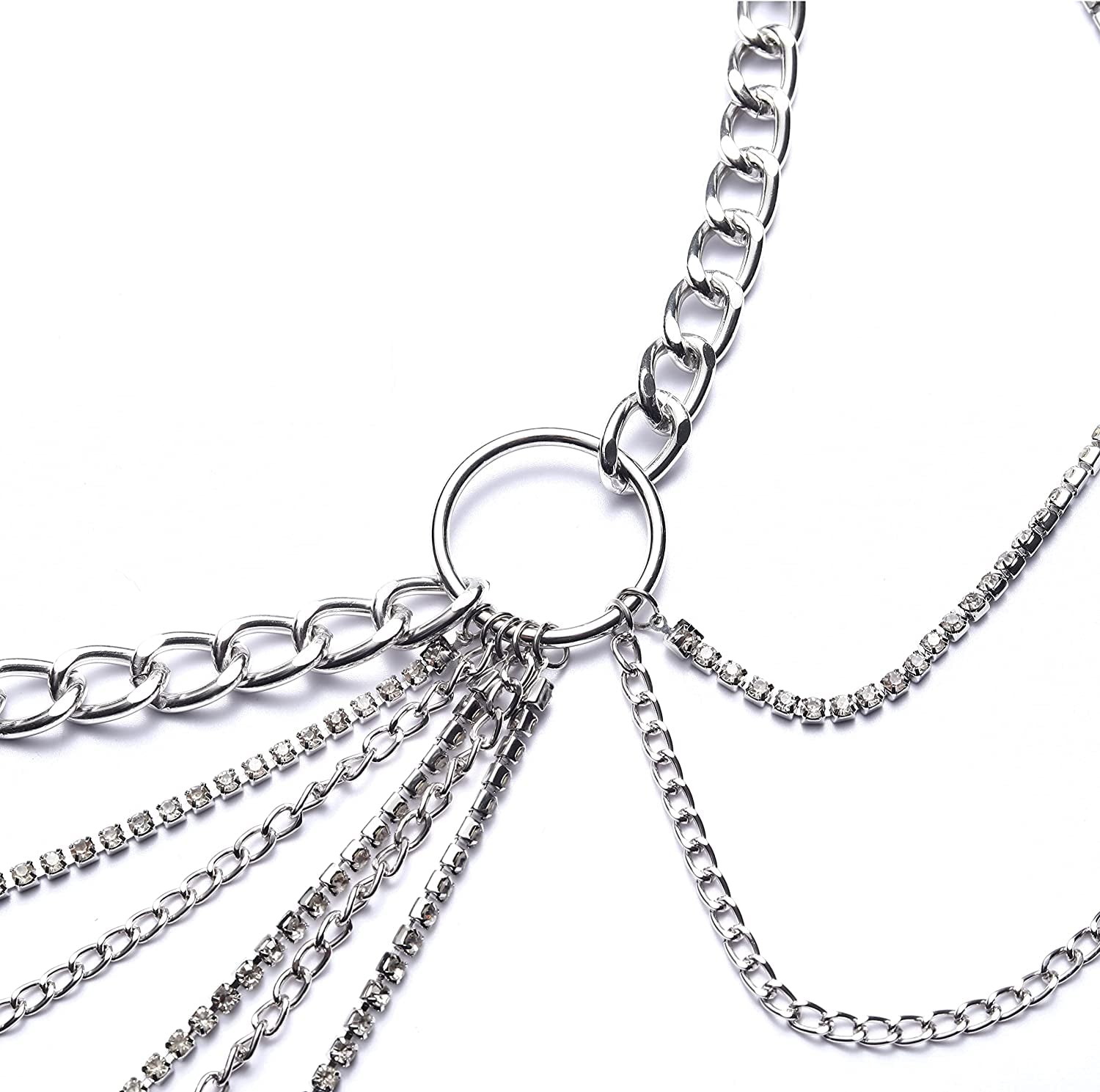 Body Chains Belts for Women Girls Sexy Waist Chain Rhinestone Body Jewelry Rave Outfits Festival Accessories Apparel & Accessories > Jewelry > Body Jewelry FNQUFUJ   