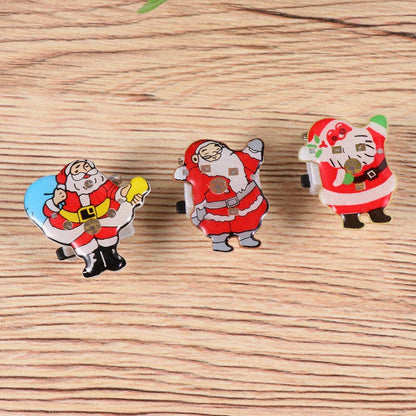 25Pcs Christmas Led Brooch Lapel Pin Light up Flash Lighted Santa Claus Snowman Reindeer Brooch Badge Christmas Light up Toys