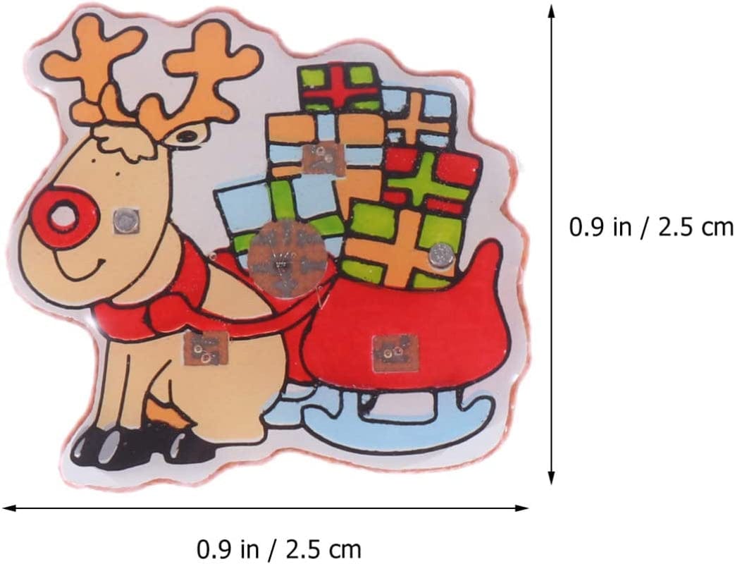 25Pcs Christmas Led Brooch Lapel Pin Light up Flash Lighted Santa Claus Snowman Reindeer Brooch Badge Christmas Light up Toys