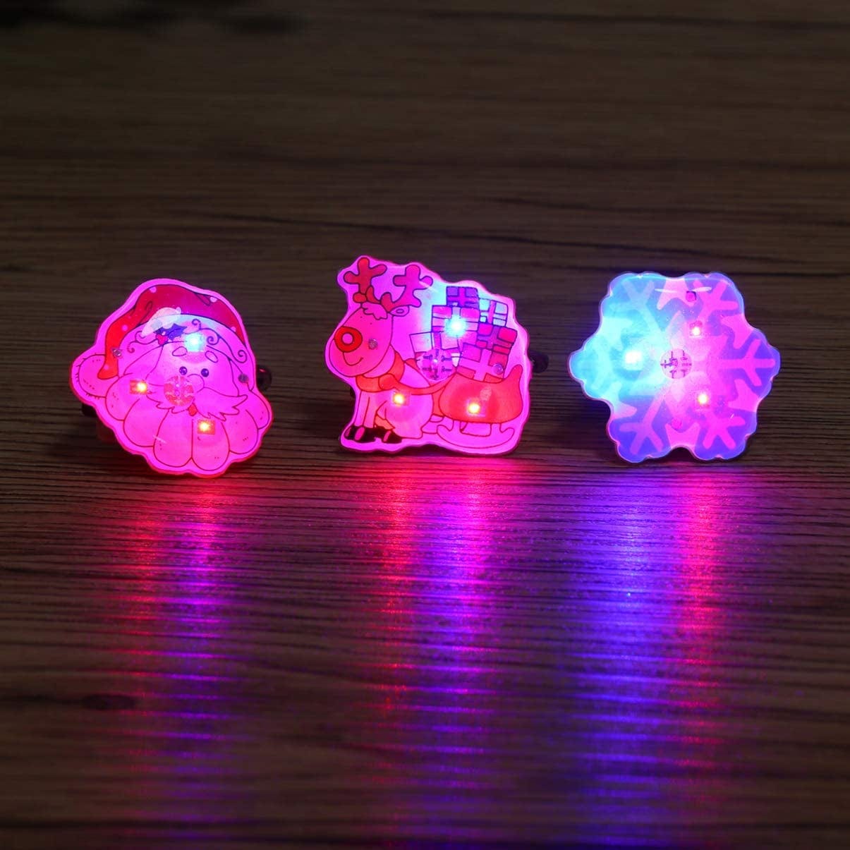 25Pcs Christmas Led Brooch Lapel Pin Light up Flash Lighted Santa Claus Snowman Reindeer Brooch Badge Christmas Light up Toys