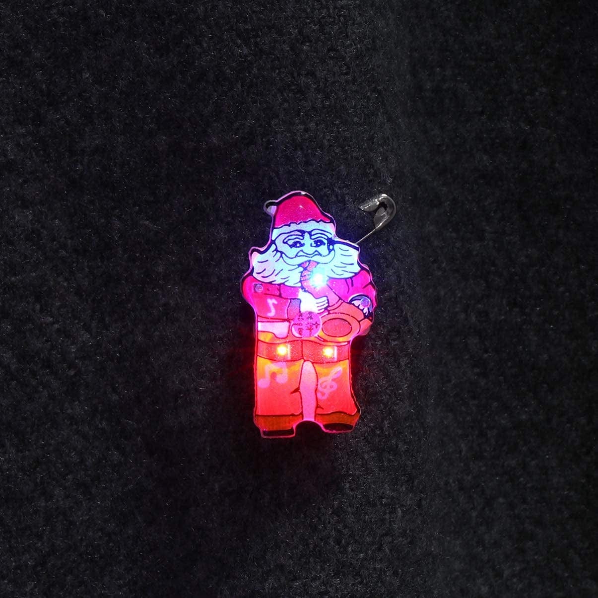 25Pcs Christmas Led Brooch Lapel Pin Light up Flash Lighted Santa Claus Snowman Reindeer Brooch Badge Christmas Light up Toys