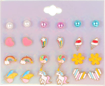 26/32 Pairs Hypoallergenic Christmas Stud Earrings for Girls Cute Animal Earrings for Teen Girls Little Girls Stainless Steel Earrings for Sensitive Ears Assorted Jewelry Set