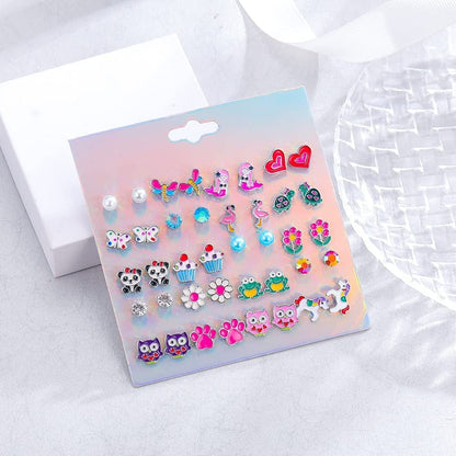 26/32 Pairs Hypoallergenic Christmas Stud Earrings for Girls Cute Animal Earrings for Teen Girls Little Girls Stainless Steel Earrings for Sensitive Ears Assorted Jewelry Set