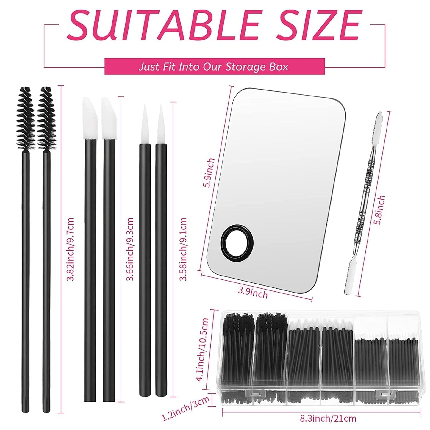 260 Pieces Disposable Makeup Tools Kit, Eyeliner Brushes Mascara Wands Lipstick Applicators Plastic Organizer Box Short Waterproof Cape Stainless Steel Makeup Palette, Spatula (Black) (Black) Health & Beauty > Personal Care > Cosmetics > Cosmetic Tools > Makeup Tools Maitys   