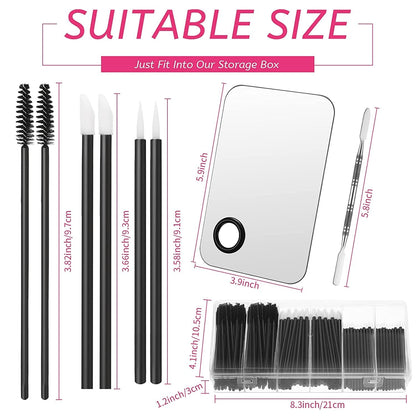 260 Pieces Disposable Makeup Tools Kit, Eyeliner Brushes Mascara Wands Lipstick Applicators Plastic Organizer Box Short Waterproof Cape Stainless Steel Makeup Palette, Spatula (Black) (Black) Health & Beauty > Personal Care > Cosmetics > Cosmetic Tools > Makeup Tools Maitys   