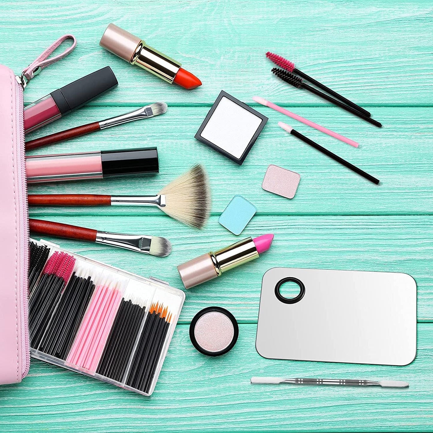 260 Pieces Disposable Makeup Tools Kit, Includes Eyeliner Brushes Mascara Wands Lipstick Applicators Plastic Storge Box Short Waterproof Cape Stainless Steel Makeup Palette and Spatula (Mixed Color) Health & Beauty > Personal Care > Cosmetics > Cosmetic Tools > Makeup Tools Maitys   