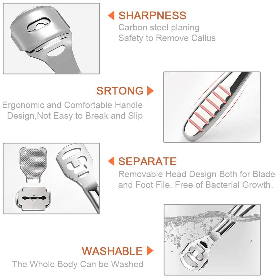 Codream Pedicure Callus Shaver Foot File Care Hard Skin Remover Callus Shaver Sets with Case, Foot File Heads & 10 Replacement Blade Health & Beauty > Personal Care > Foot Care Codream   