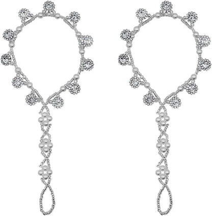 Bellady 2Pcs Pearl Ankle Chain Barefoot Sandals with Starfish Beach Wedding Foot Jewelry Apparel & Accessories > Jewelry > Anklets Bellady Silver_Style 3  