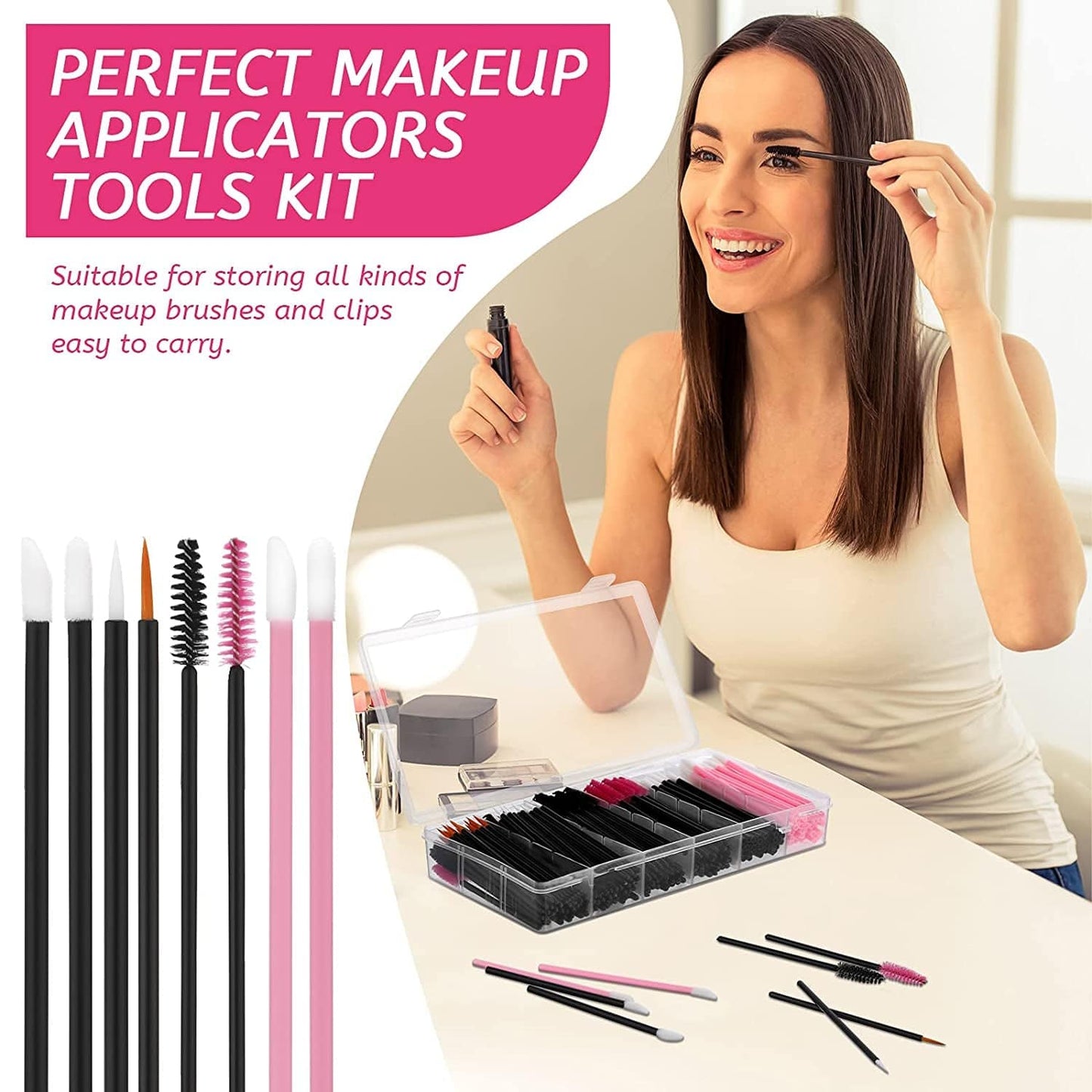 263 Pieces Makeup Applicators Tools Kit, Include 50 Disposable Eyeliner Brushes 112 Mascara Wands Eyelash Brush 100 Lipstick Applicators Lip Wands with Plastic Organizer Box Health & Beauty > Personal Care > Cosmetics > Cosmetic Tools > Makeup Tools Maitys   
