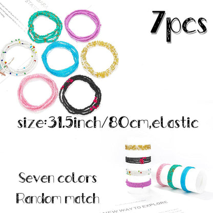 ELABEST Fashion Beads Waist Chain African Belly Bead Body Chain Beach 7Pcs Waist Jewelry Summer Body Accessories for Women (7Pcs-3) Apparel & Accessories > Jewelry > Body Jewelry ELABEST   