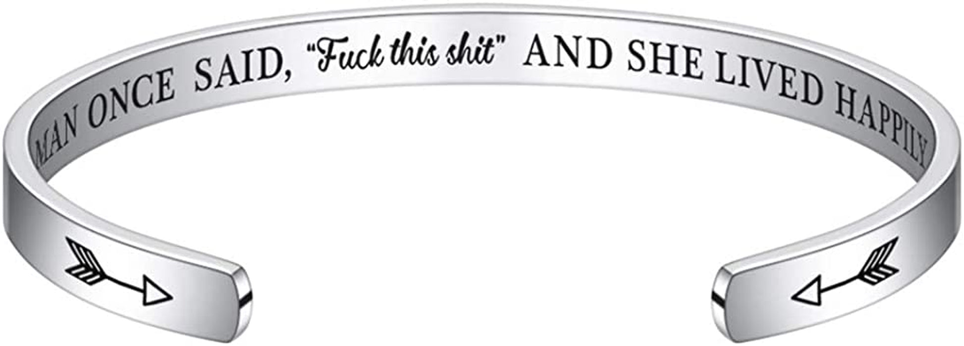 M MOOHAM Bracelets for Women- Engraved Quote Inspirational Bracelet Birthday Christmas Funny Gifts for Best Friend, Daughter, Son, Sister, Niece, Mom, Coworkers, Stainless Steel Jewelry Apparel & Accessories > Jewelry > Bracelets M MOOHAM A wise woman once said f**k this s**t and she lived happily ever after  
