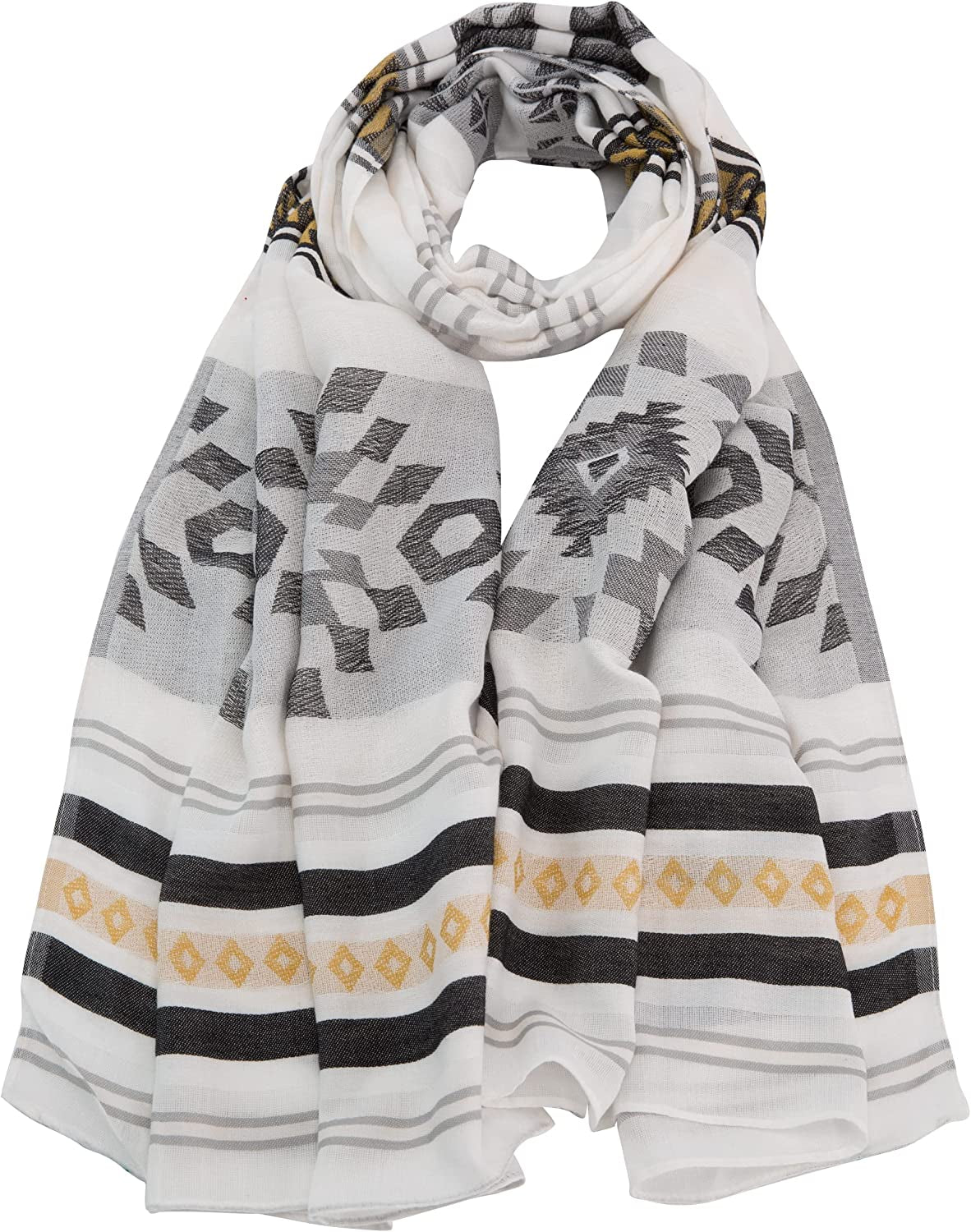 SARCACUF Women Scarves, Soft Scarf Shawl Fashion Scarves Sunscreen Shawls for Spring Summer Autumn Apparel & Accessories > Clothing Accessories > Scarves & Shawls SARCACUF White/Grey  