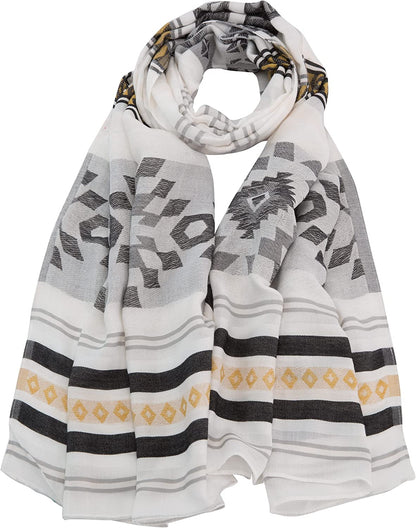 SARCACUF Women Scarves, Soft Scarf Shawl Fashion Scarves Sunscreen Shawls for Spring Summer Autumn Apparel & Accessories > Clothing Accessories > Scarves & Shawls SARCACUF White/Grey  