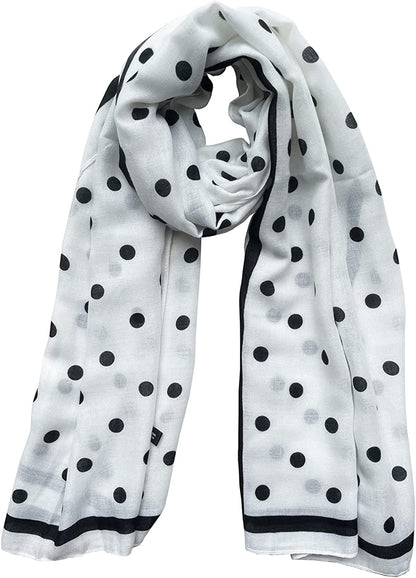 JERLA Women'S Scarves Lady Light Soft Fashion Solid Scarf Wrap Shawl Plaid Scarf Apparel & Accessories > Clothing Accessories > Scarves & Shawls JERLA Polka Dot White  