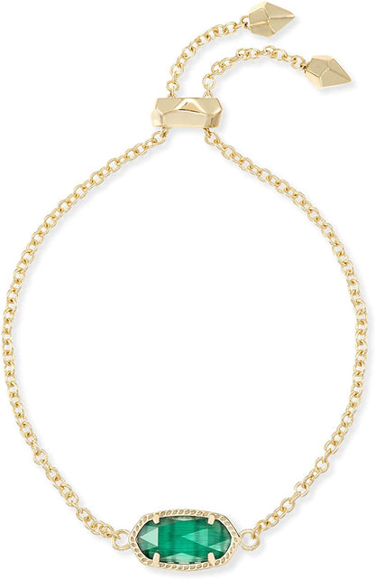Kendra Scott Elaina Adjustable Chain Bracelet for Women, Fashion Jewelry, Gold-Plated Apparel & Accessories > Jewelry > Bracelets Kendra Scott GOLD - EMERALD CATS EYE  