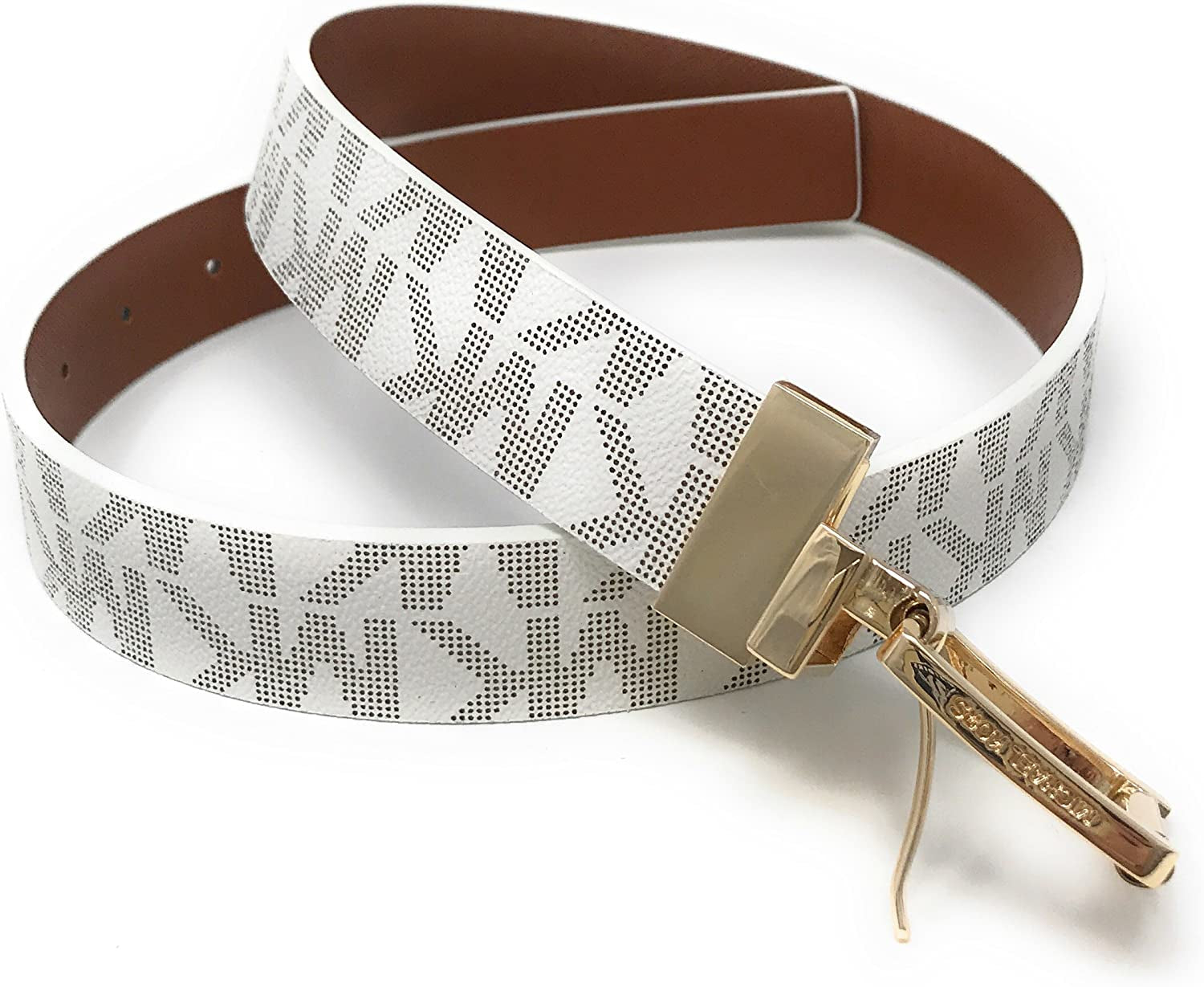 Michael Kors Women'S Mk Logo Monogramed Reversible Buckle Belt Apparel & Accessories > Clothing Accessories > Belts Michael Kors   