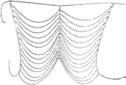 STONEFANS Crystal Body Chain Jewelry for Women Sexy Panties Rhinestone G String Thong Crystal Lingerie Belly Chain Waist Underwear Apparel & Accessories > Jewelry > Body Jewelry STONEFANS   