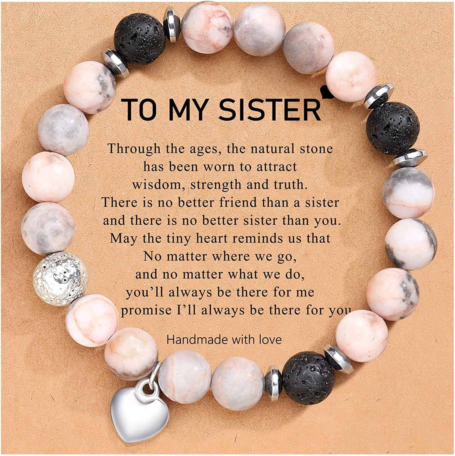 UNGENT THEM Sister/Sister in Law/Unbiological Sister/Big Sister/Best Friend/Friendship Bracelets for Women Birthday Christmas Valentine'S Day Gifts Apparel & Accessories > Jewelry > Bracelets UNGENT THEM Sister-Lava&Pink  