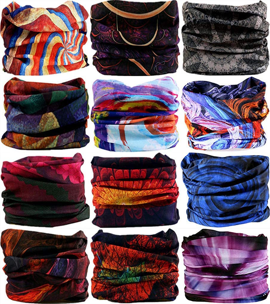 VANCROWN Neck Gaiter Headband Headwear Head Wrap Face Mask Magic Scarf Bandana for Men and Women Apparel & Accessories > Clothing Accessories > Bandanas & Headties VANCROWN 12pcs.vortex  