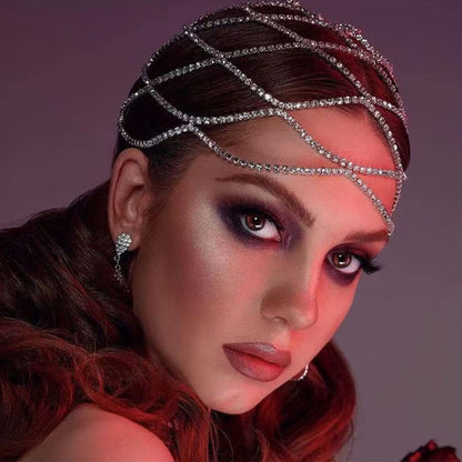Fdesigner Crytsal Head Chain Silver Cap Headpieces Party Rhinestone Flapper Hairpieces Jewelry Gatsby Belly Dance Cleopatra Hair Accessories for Women Apparel & Accessories > Jewelry > Body Jewelry Fdesigner   