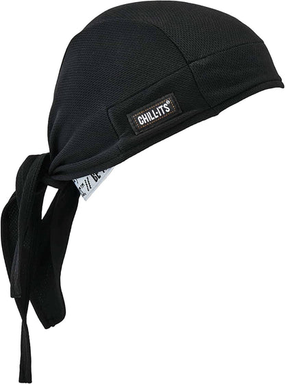 Ergodyne - 12480 Chill Its 6615 Dew Rag, Lined with Terry Cloth Sweatband, Sweat Wicking, Navy Western Apparel & Accessories > Clothing Accessories > Bandanas & Headties Ergodyne Black  