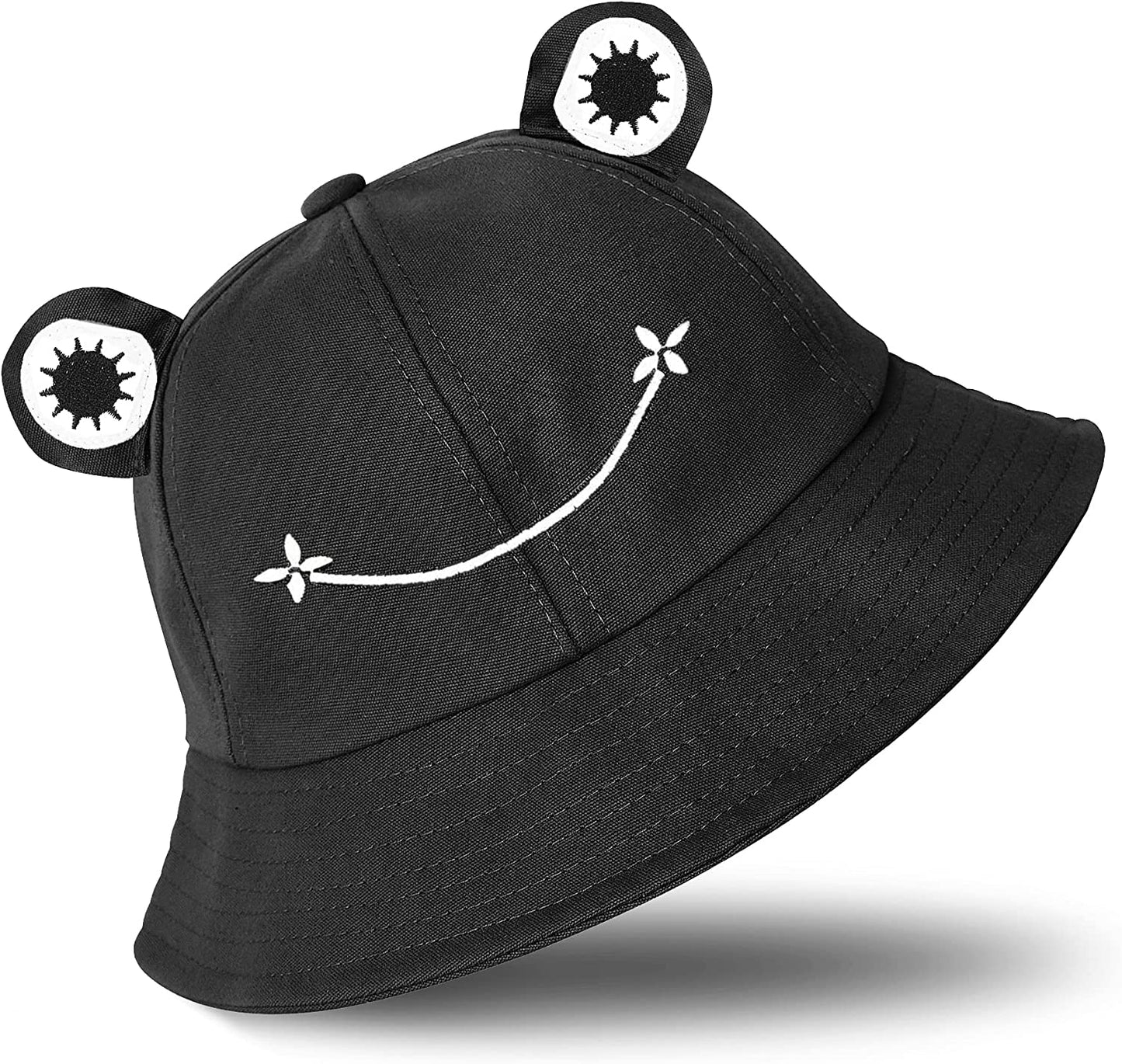 SAOROPEB Frog Hat for Adult Teens, Cute Frog Bucket Hat, Cotton Bucket Hat Funny Hat Fisherman Hat for Men Women Apparel & Accessories > Clothing Accessories > Hats SAOROPEB Black  