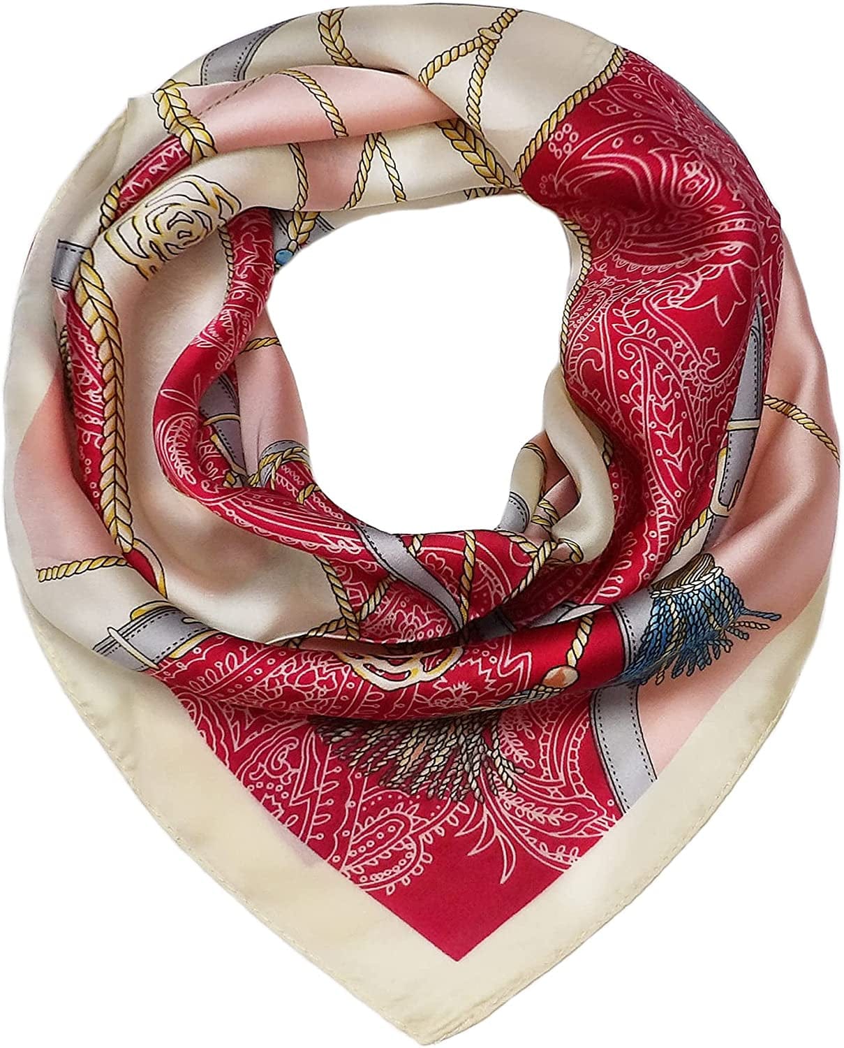 27.5'' Silk Feeling Scarf Medium Square Satin Head Neck Scarf for Women Hair Sleeping at Night Apparel & Accessories > Clothing Accessories > Headwear Wealish 10-red  