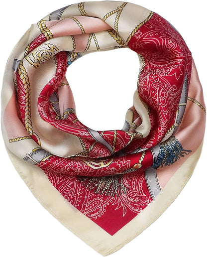 27.5'' Silk Feeling Scarf Medium Square Satin Head Neck Scarf for Women Hair Sleeping at Night Apparel & Accessories > Clothing Accessories > Headwear Wealish 10-red  