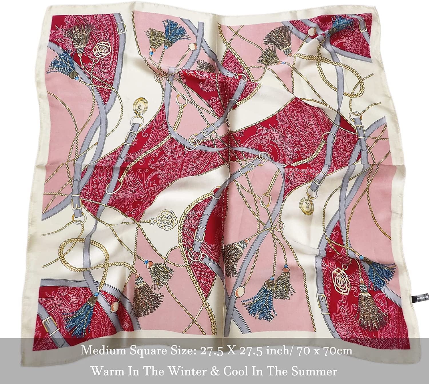27.5'' Silk Feeling Scarf Medium Square Satin Head Neck Scarf for Women Hair Sleeping at Night Apparel & Accessories > Clothing Accessories > Headwear Wealish   