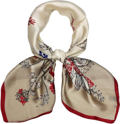 27.5'' Silk Feeling Scarf Medium Square Satin Head Neck Scarf for Women Hair Sleeping at Night Apparel & Accessories > Clothing Accessories > Headwear Wealish 12-beige  