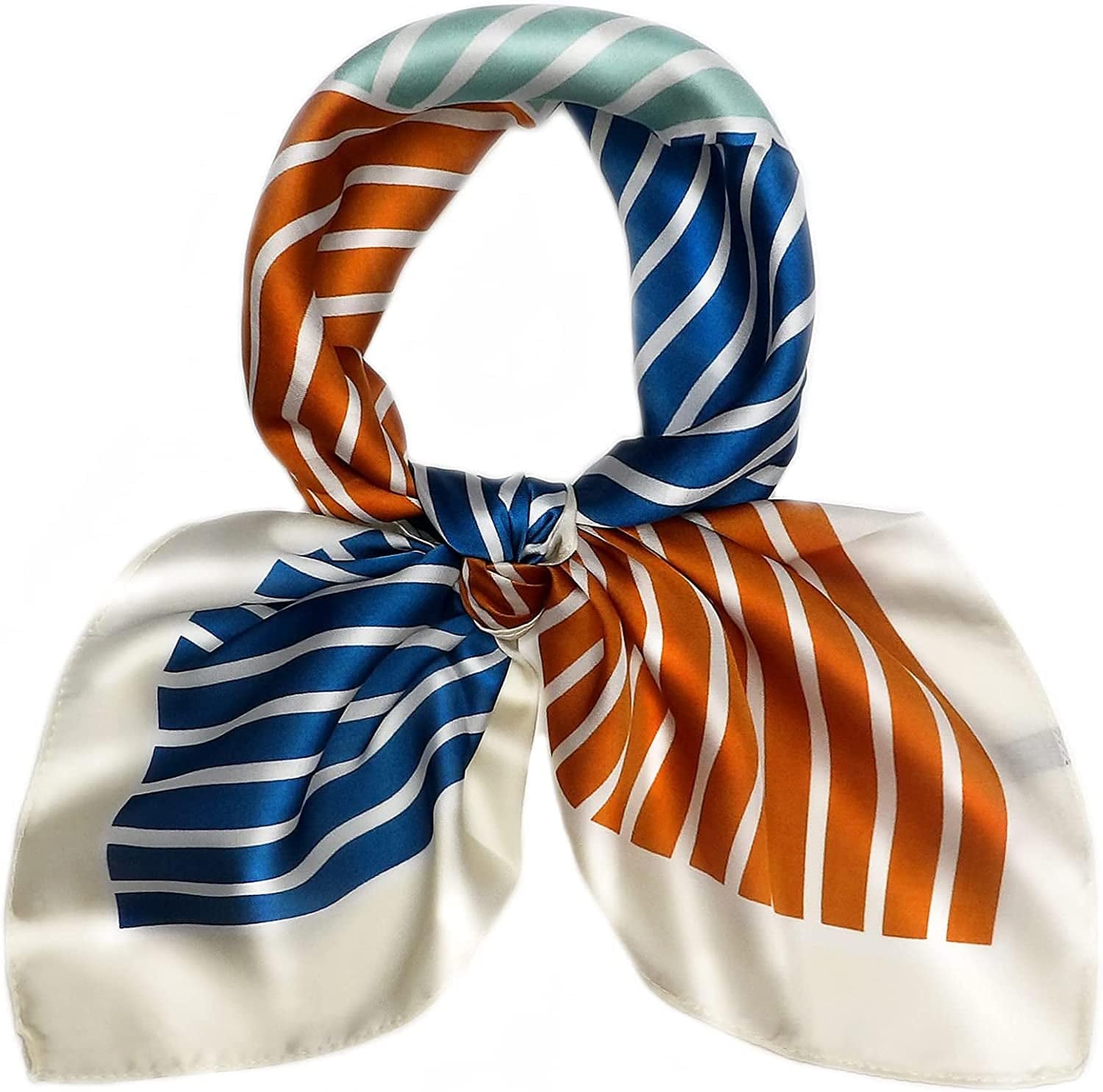 27.5'' Silk Feeling Scarf Medium Square Satin Head Neck Scarf for Women Hair Sleeping at Night Apparel & Accessories > Clothing Accessories > Headwear Wealish Striped Colorful  