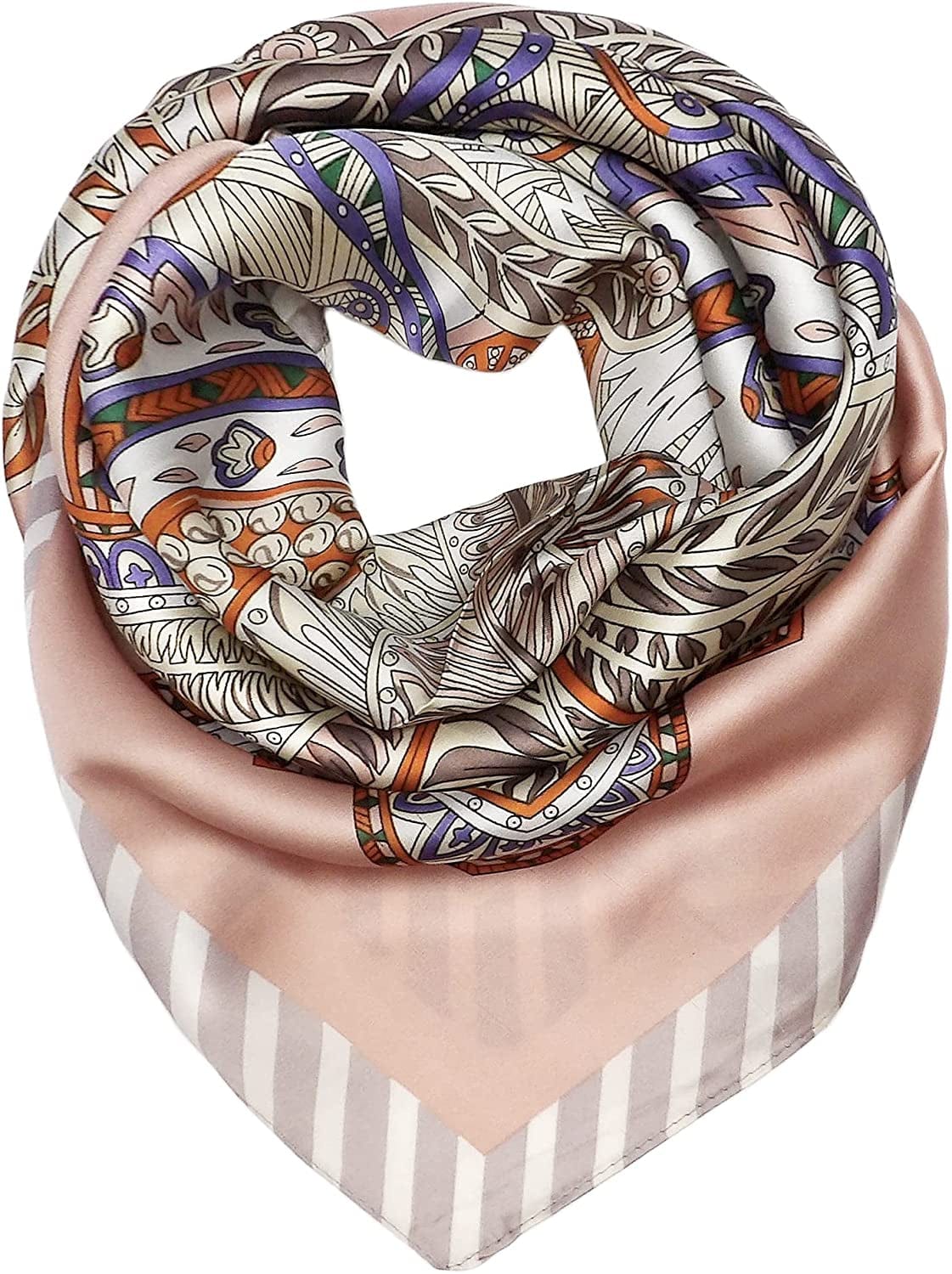 27.5'' Silk Feeling Scarf Medium Square Satin Head Neck Scarf for Women Hair Sleeping at Night Apparel & Accessories > Clothing Accessories > Headwear Wealish 13-pink  