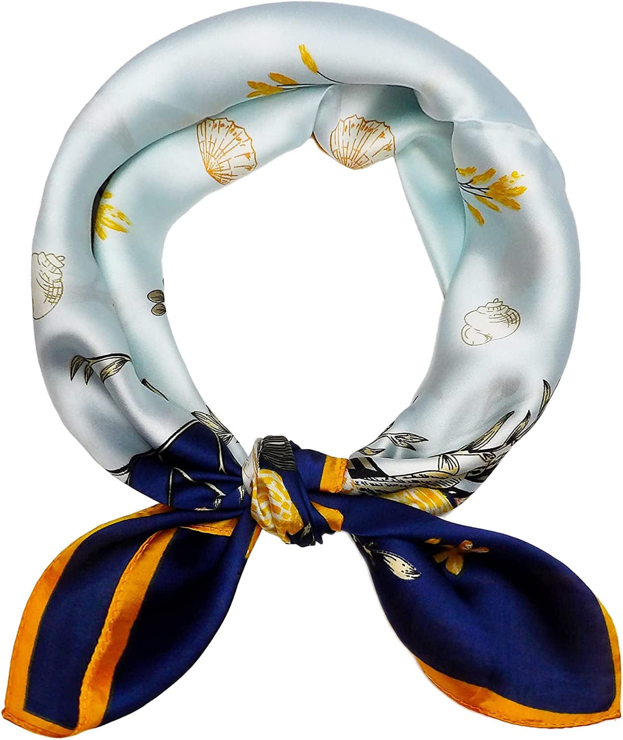27.5'' Silk Feeling Scarf Medium Square Satin Head Neck Scarf for Women Hair Sleeping at Night Apparel & Accessories > Clothing Accessories > Headwear Wealish 12-blue  