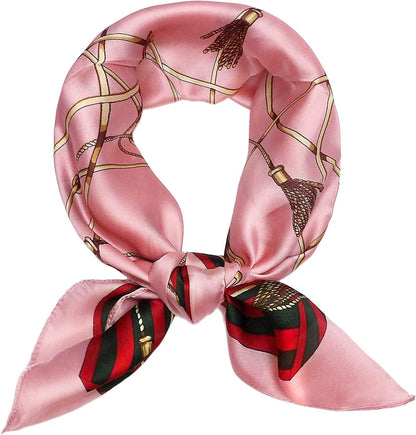 27.5'' Silk Feeling Scarf Medium Square Satin Head Neck Scarf for Women Hair Sleeping at Night Apparel & Accessories > Clothing Accessories > Headwear Wealish 14-pink  