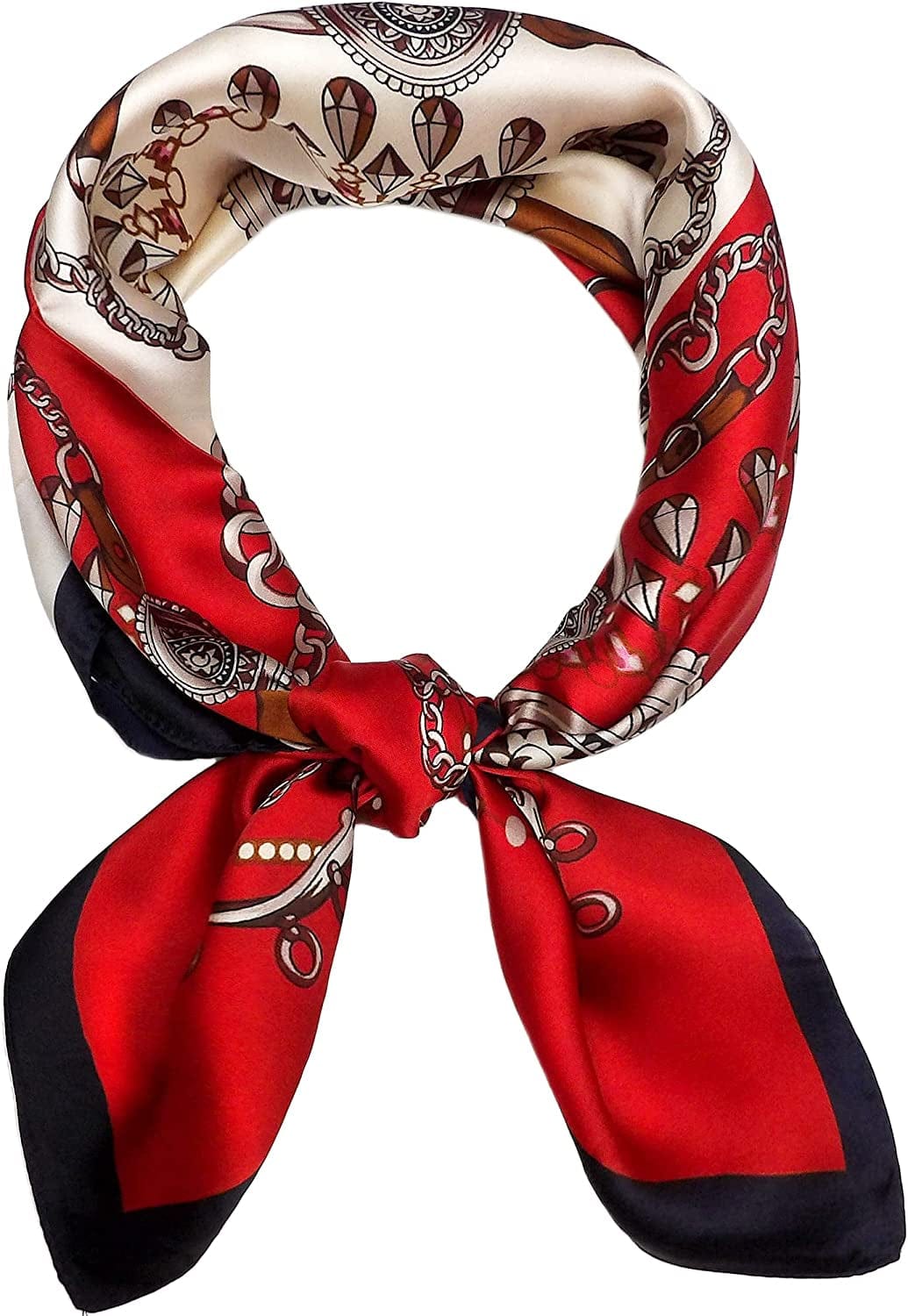 27.5'' Silk Feeling Scarf Medium Square Satin Head Neck Scarf for Women Hair Sleeping at Night Apparel & Accessories > Clothing Accessories > Headwear Wealish 18-red  