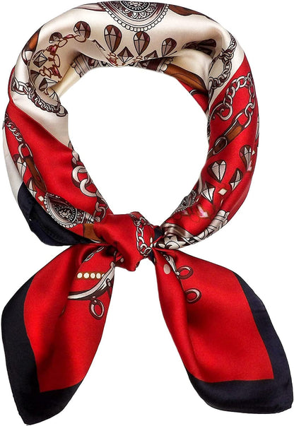 27.5'' Silk Feeling Scarf Medium Square Satin Head Neck Scarf for Women Hair Sleeping at Night Apparel & Accessories > Clothing Accessories > Headwear Wealish 18-red  