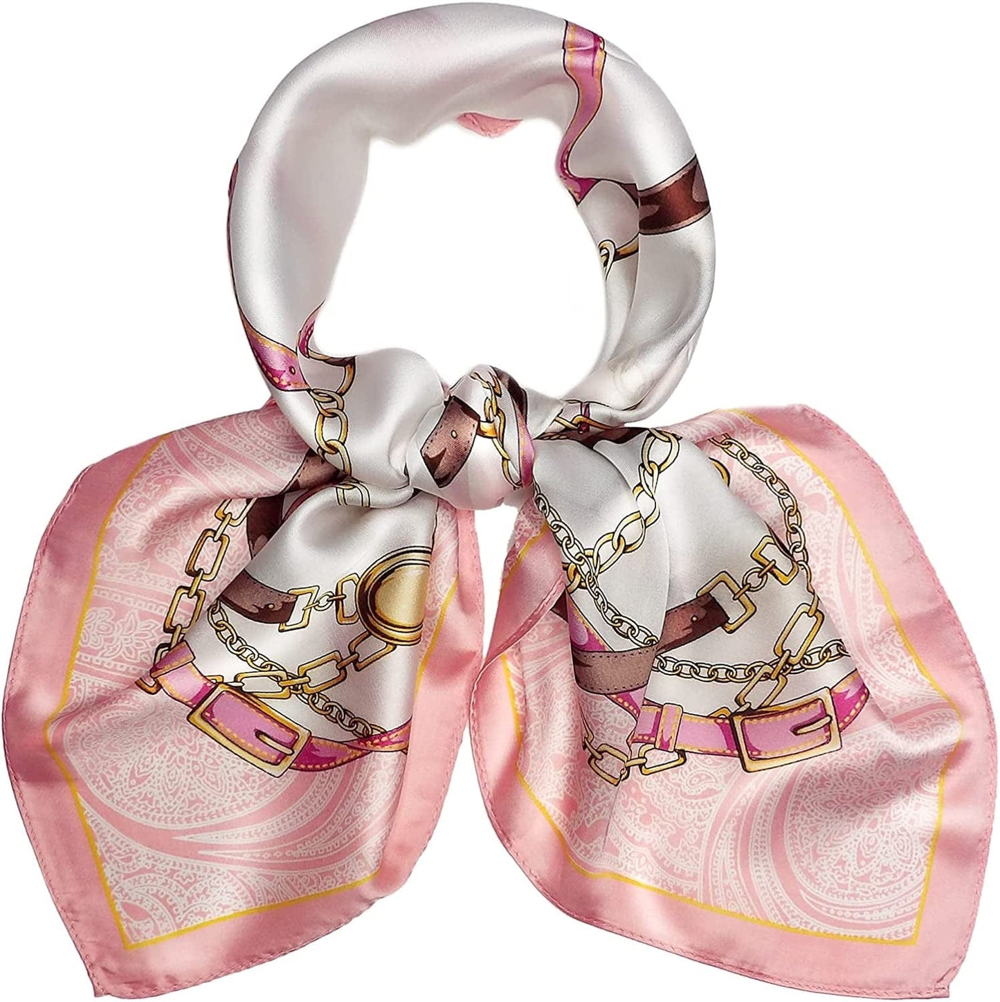 27.5'' Silk Feeling Scarf Medium Square Satin Head Neck Scarf for Women Hair Sleeping at Night Apparel & Accessories > Clothing Accessories > Headwear Wealish 11-pink  